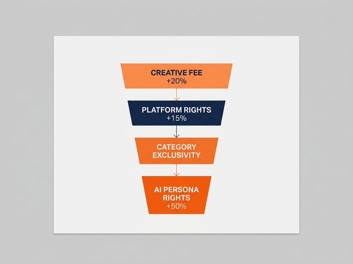 A funnel diagram showing how different exclusivity tiers add to the total cost of a creator contract.