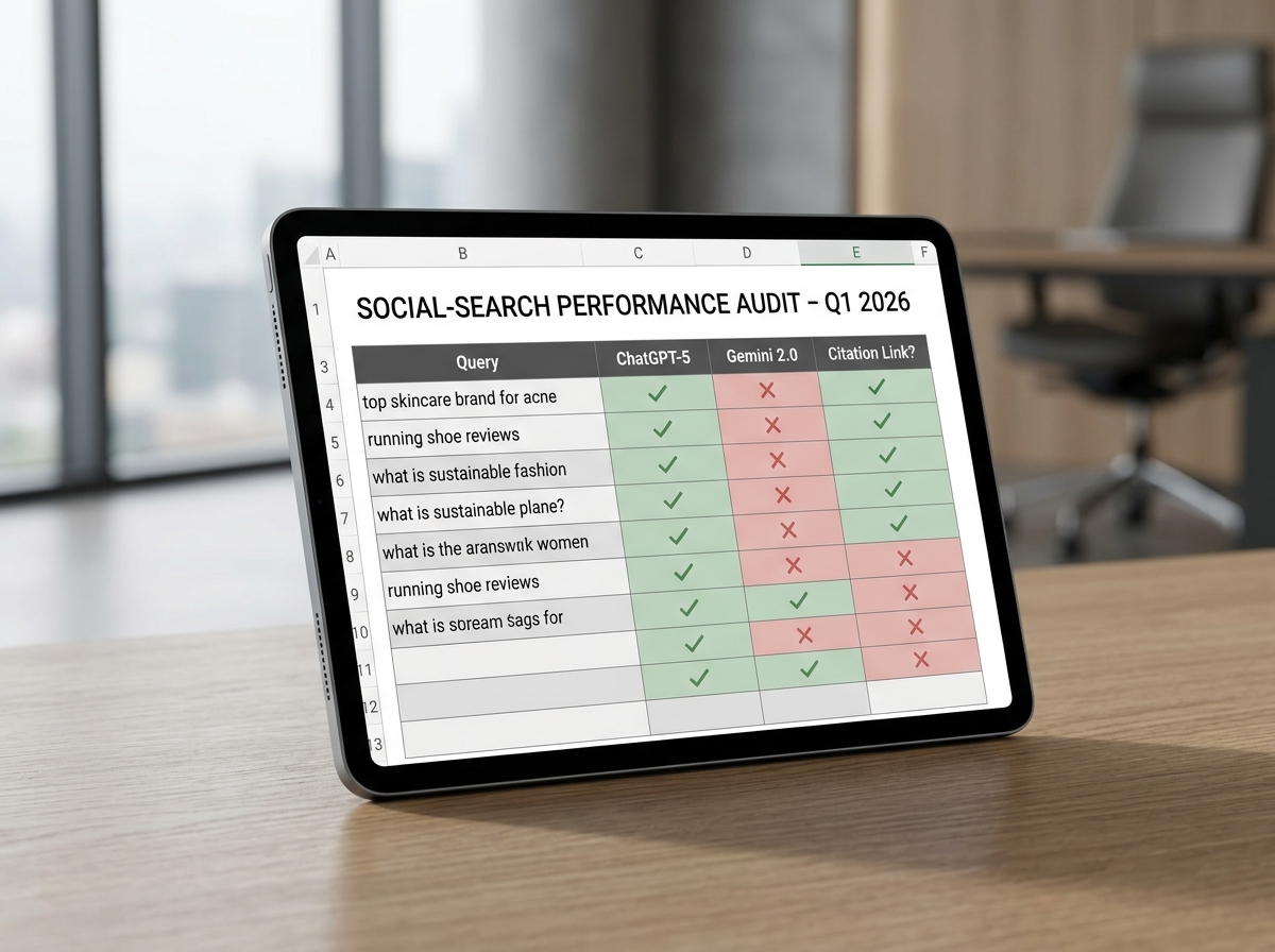 A tracking table used for measuring brand mentions across different AI models.