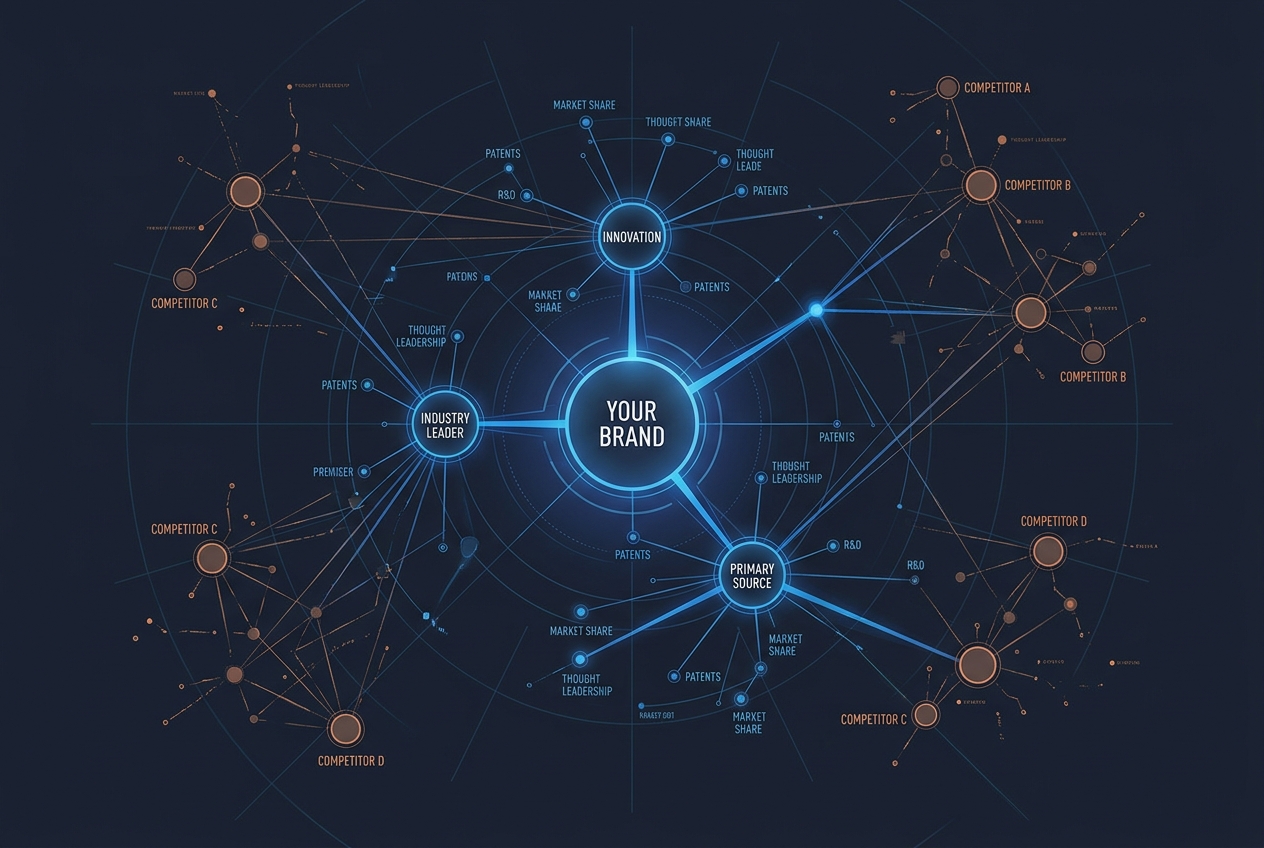 A visualization of brand entity relationships and how AI models categorize a company.