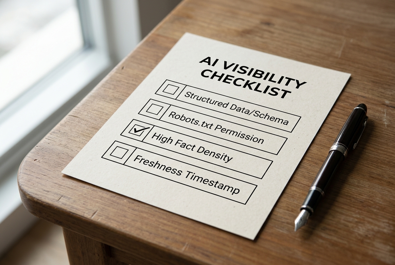 A checklist of technical requirements for AI search optimization.