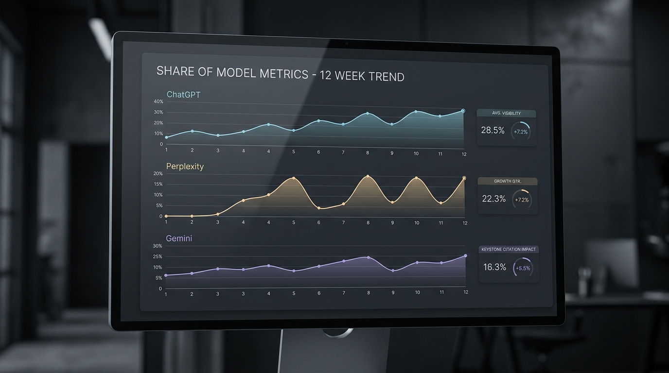 A sample dashboard for tracking brand citations in generative search engines.