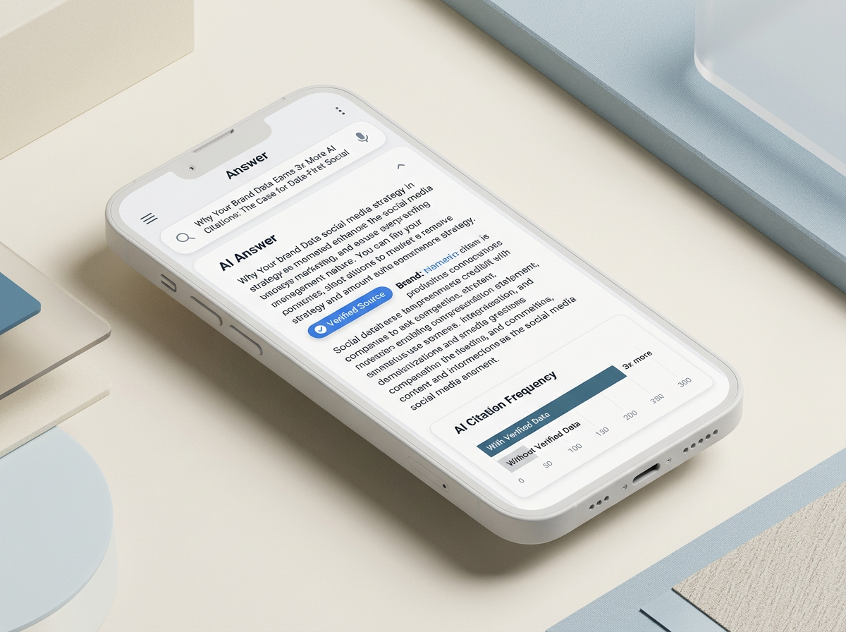 A mockup of a future AI search result showing a verified brand citation.