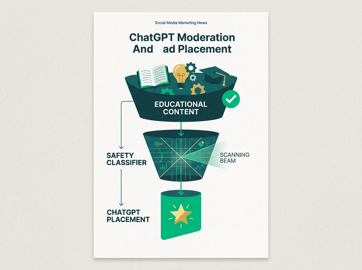 An infographic showing the stages a health or finance ad must pass to appear in ChatGPT.