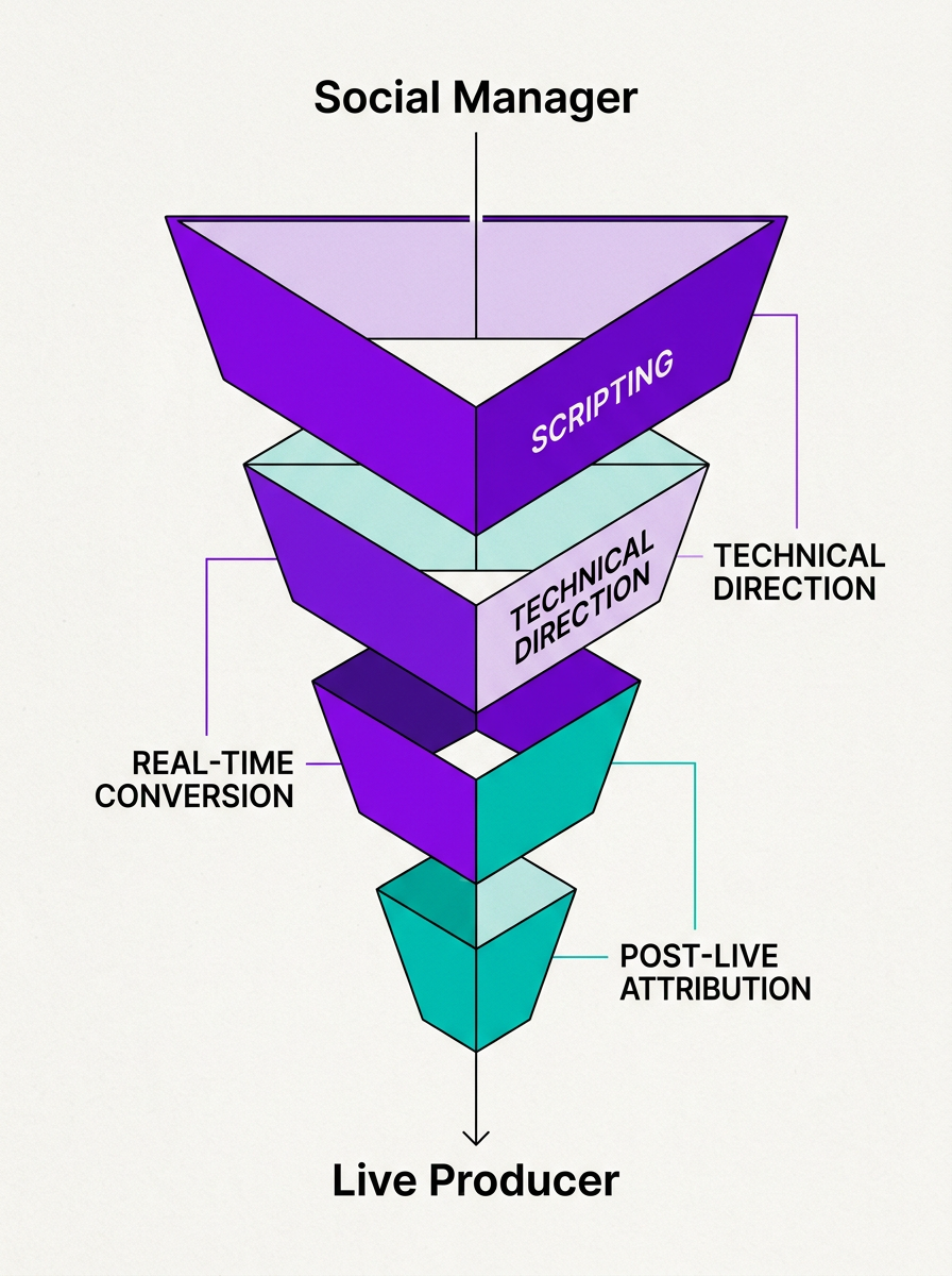 A funnel diagram illustrating the new skills required for social media agencies in 2026.
