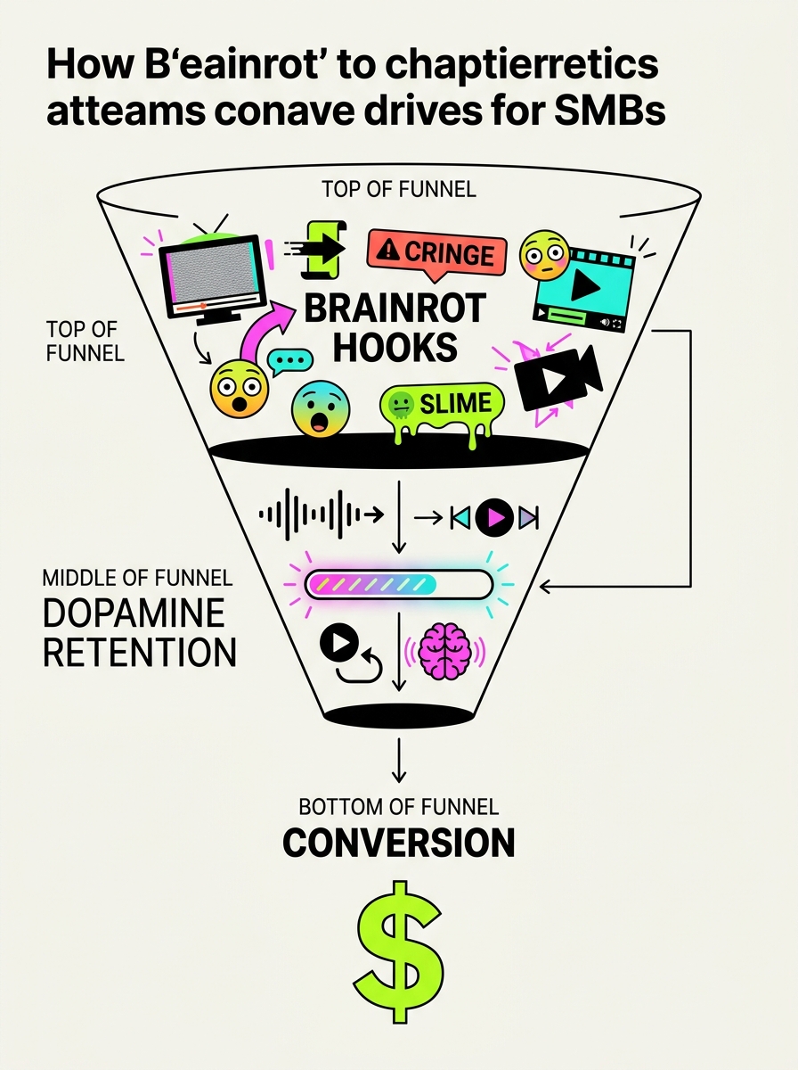 A marketing funnel diagram showing how high-stimulation hooks lead to conversion.