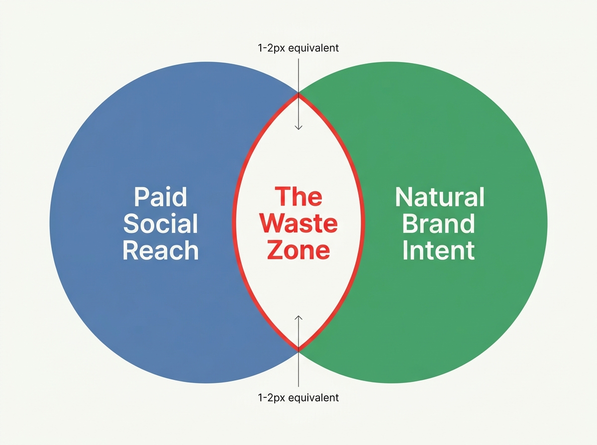 A Venn diagram illustrating the overlap between paid social and organic brand intent.