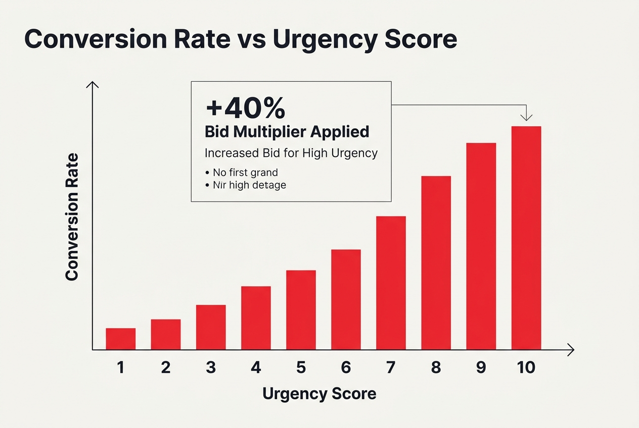 A chart demonstrating the correlation between user urgency and conversion rates in conversational search.