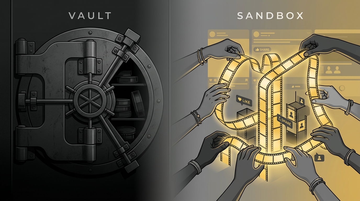 A visual representation of the shift from a closed-off content strategy to an open, collaborative creator sandbox.