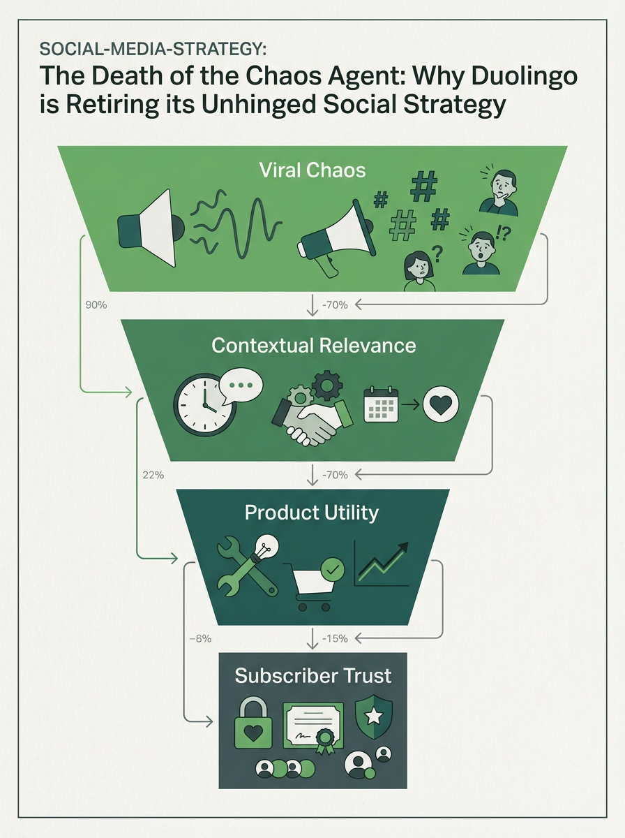 A funnel diagram showing the transition from viral chaos to long-term subscriber trust.