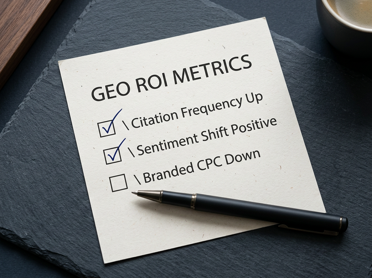 A checklist for verifying the success of a GEO marketing strategy.