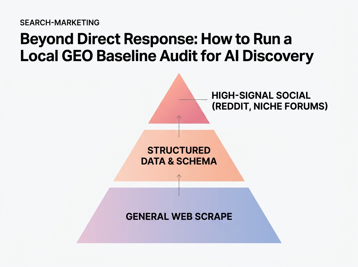 A pyramid diagram showing how AI models prioritize different data sources for local recommendations.
