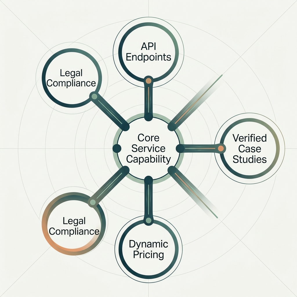 A visualization of the semantic hub-and-spoke model used to optimize for AI reasoning.