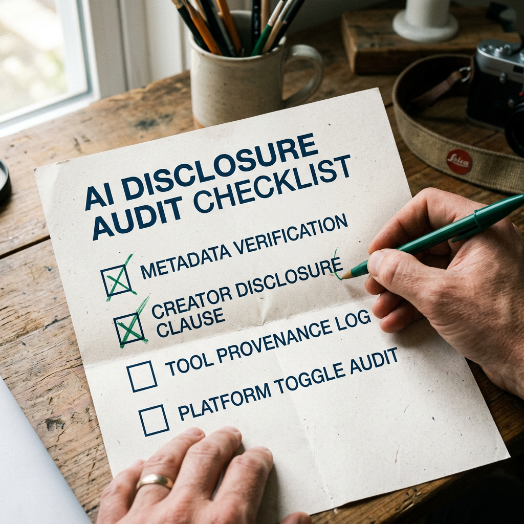 A creative audit checklist for AI ad compliance.