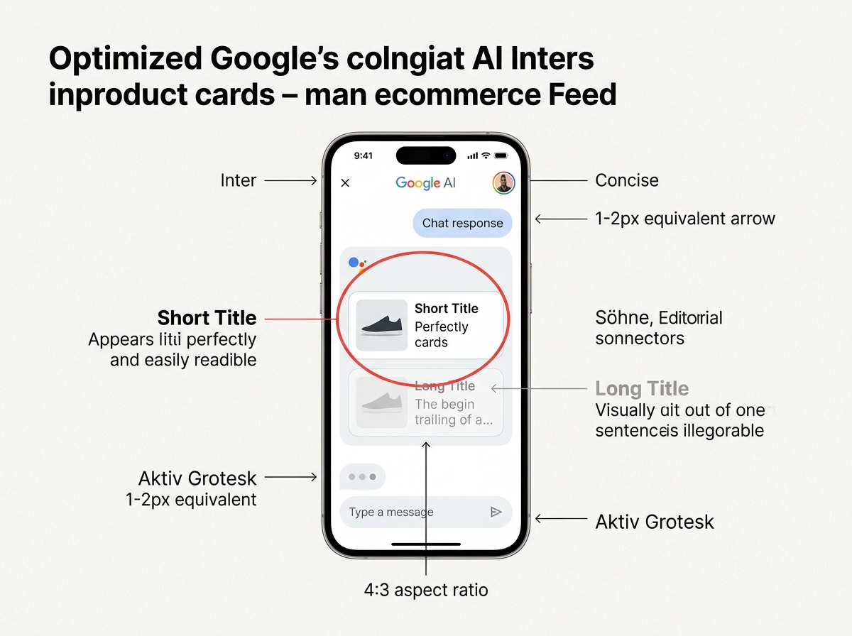 Diagram showing how short titles improve visibility in AI chat interfaces.
