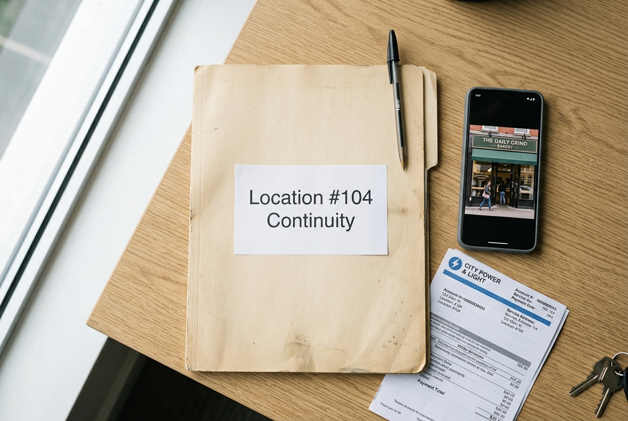 A physical and digital checklist of documents needed for Google Business Profile reinstatement.