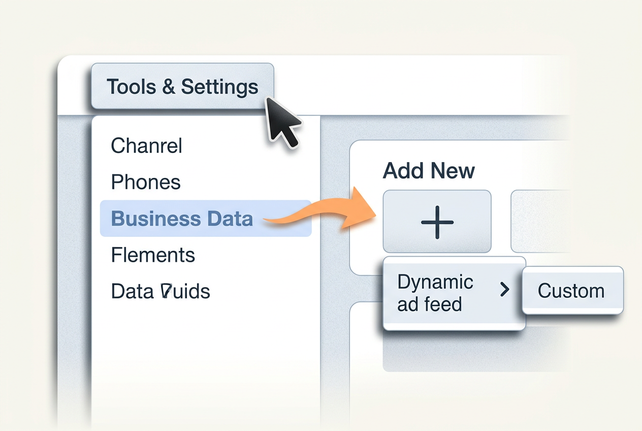 A UI illustration showing where to find the Business Data upload section in Google Ads.