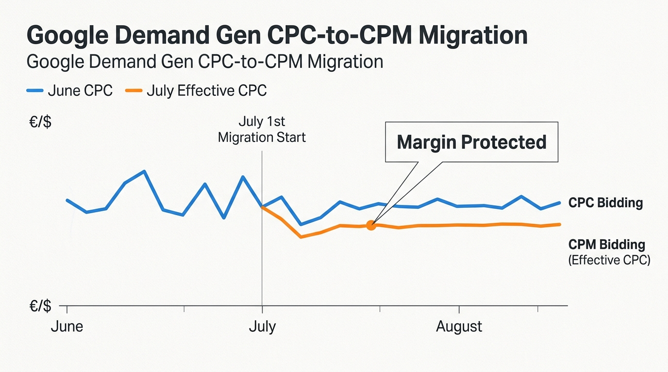 Data graph showing the comparison between June CPC and July Effective CPC after optimization.