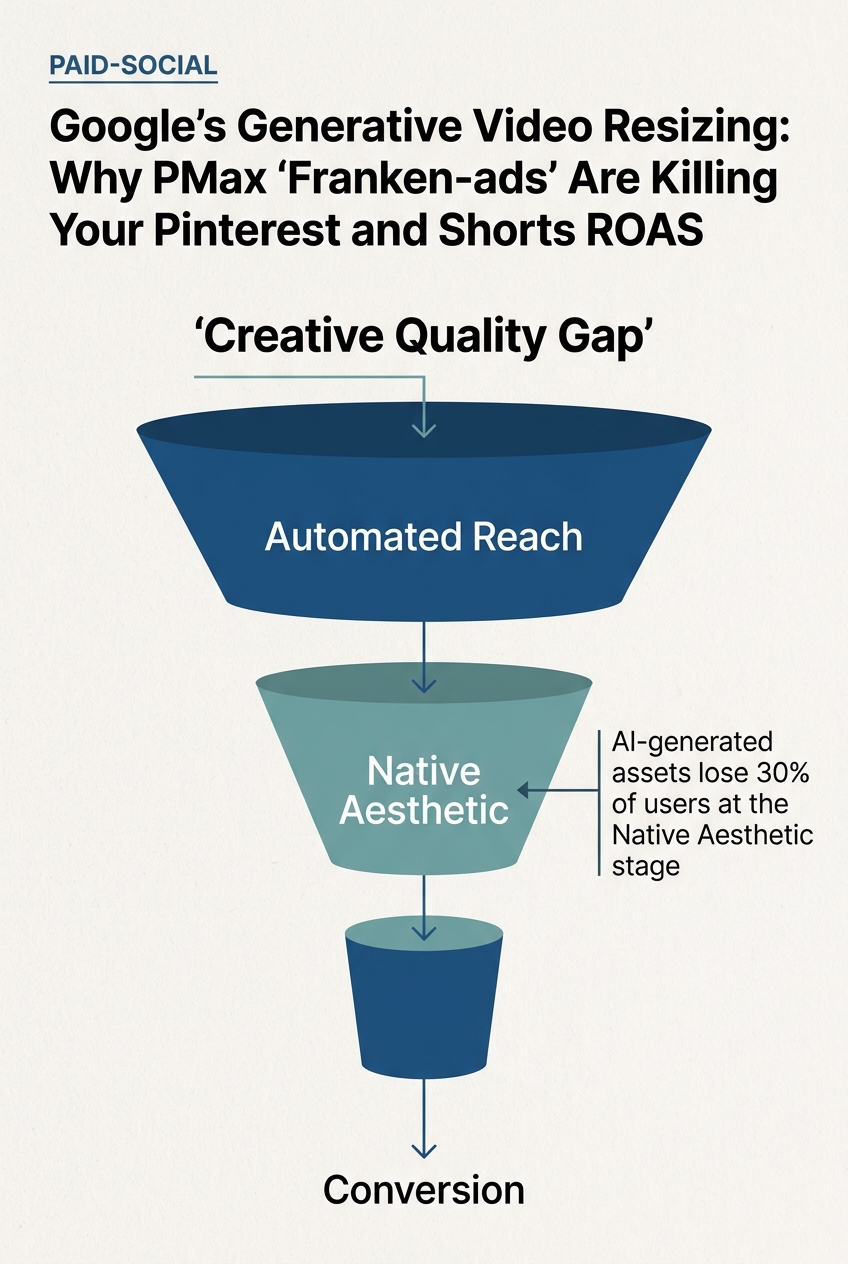 A conversion funnel showing how poor creative quality leads to drop-offs in social media advertising.
