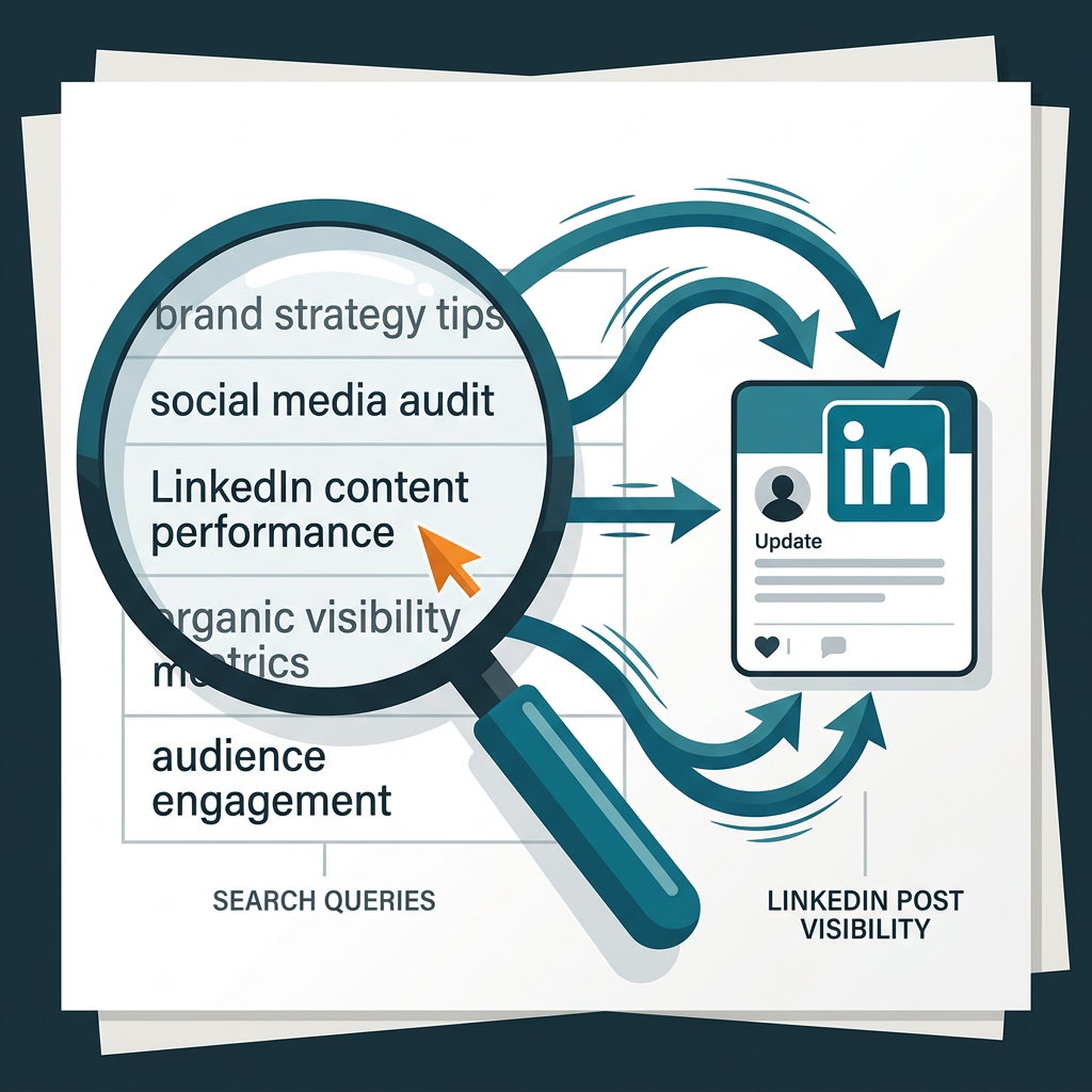Diagram illustrating the connection between user search queries and social media post clicks.