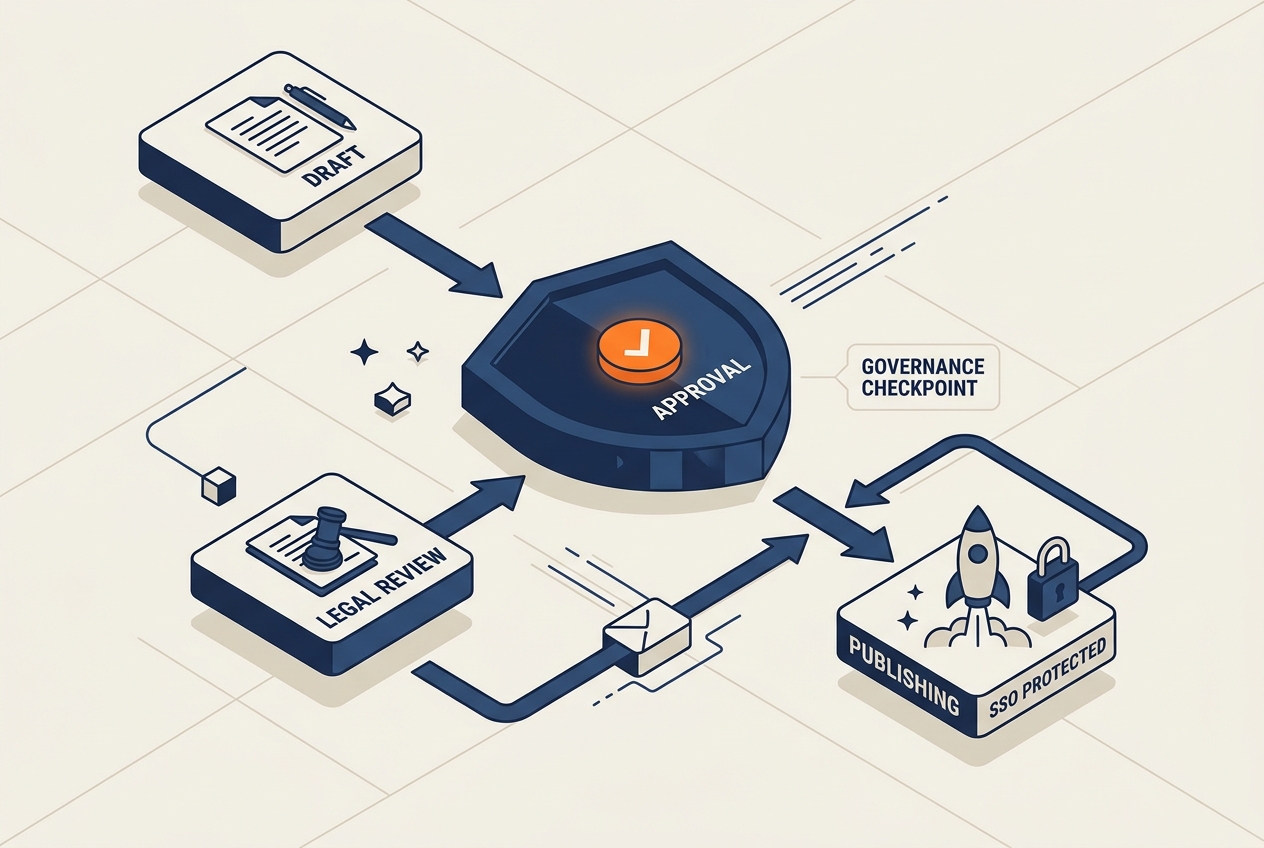 A flowchart illustrating the secure approval process for enterprise social media content.