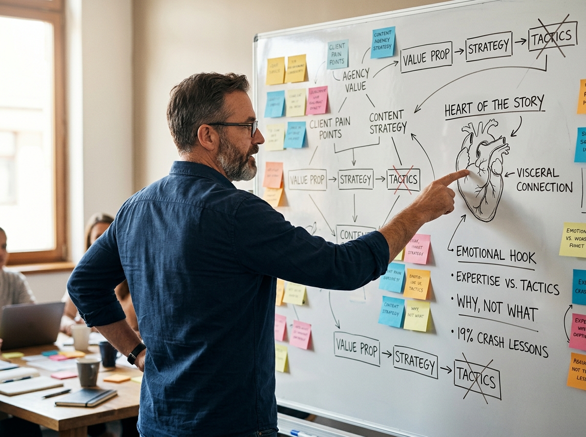 A marketing team focusing on human-centric strategy rather than digital automation.