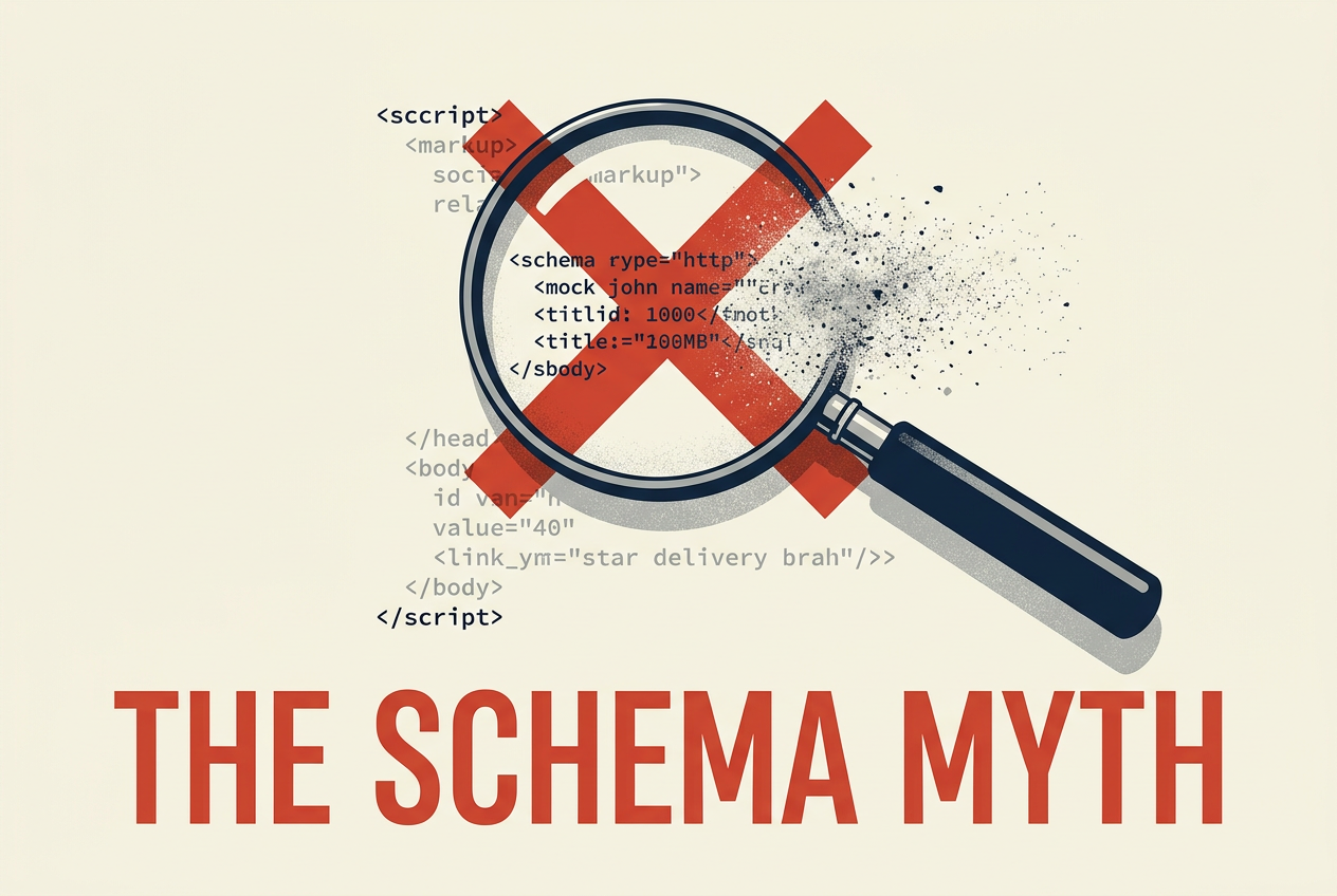 Illustration showing the failure of technical schema to influence AI search citations.