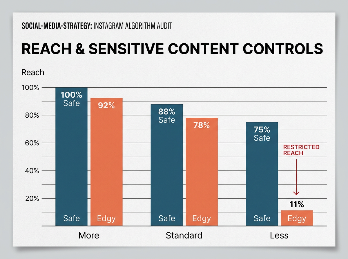 A chart showing how reach varies depending on a user's sensitivity settings on Instagram.