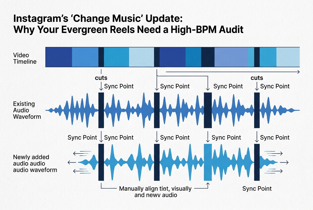 Diagram showing how to align new audio waveforms with existing video transitions.