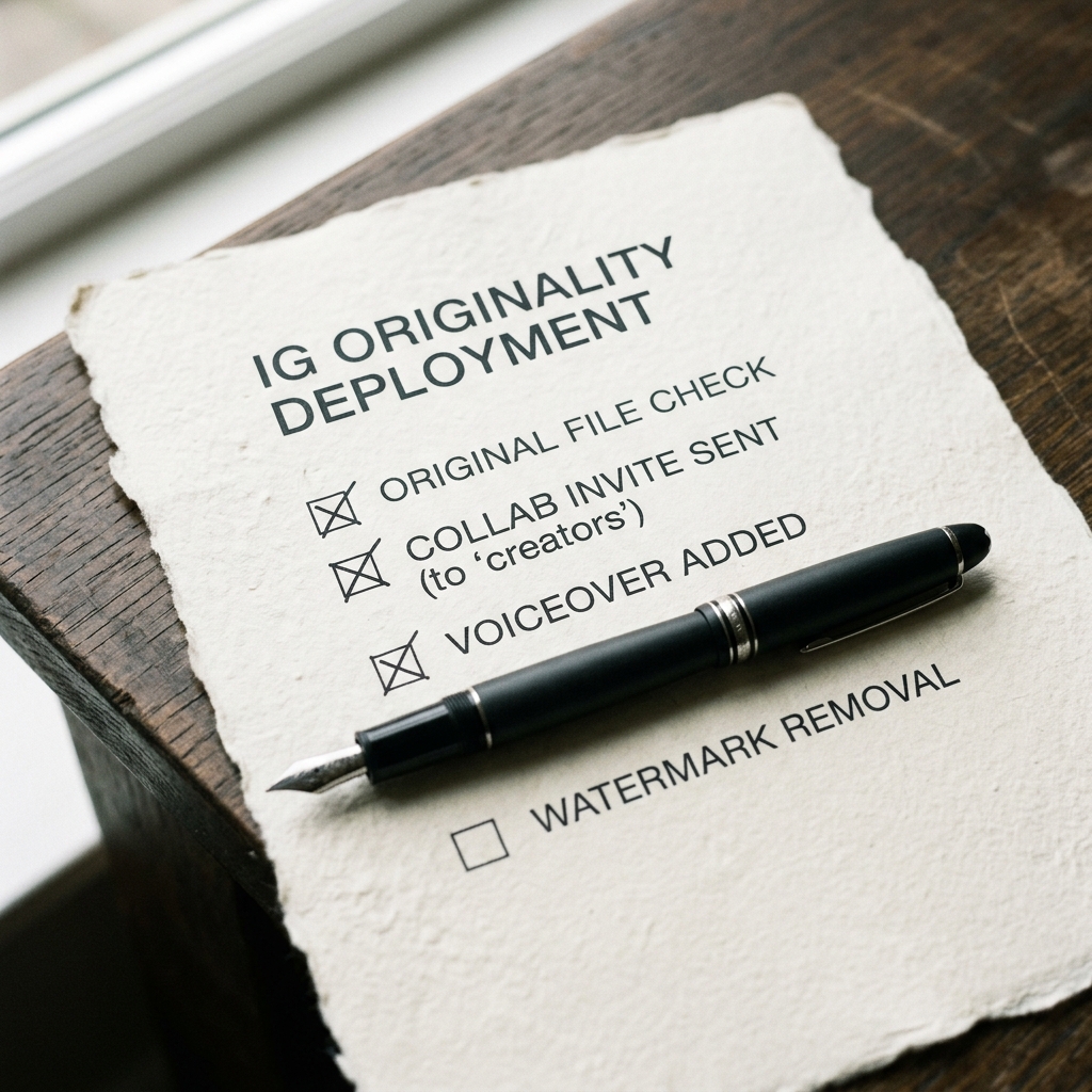 A creative checklist for social media managers to ensure their content meets Instagram's originality standards.