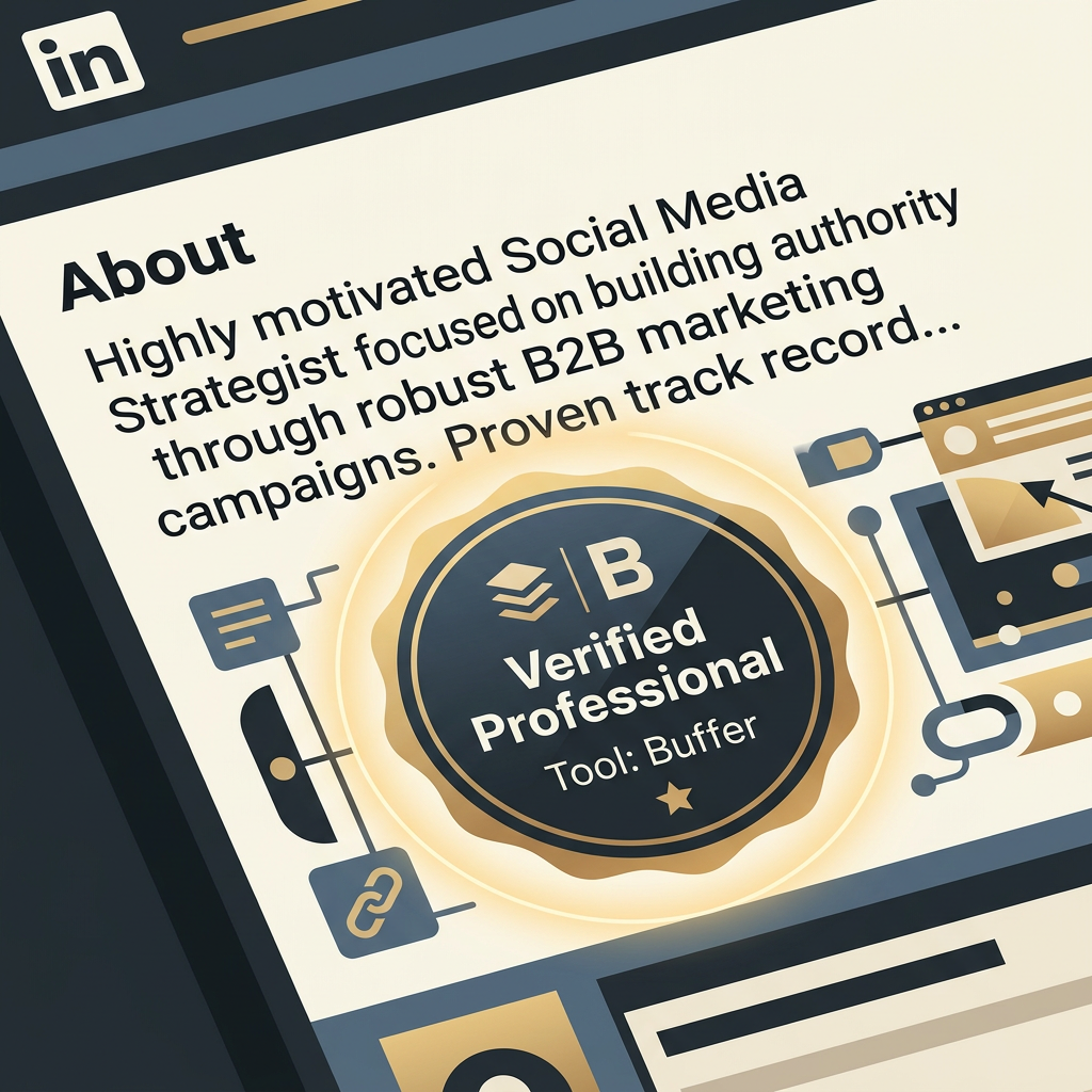 An illustration showing how a verified tool integration appears on a LinkedIn professional profile.