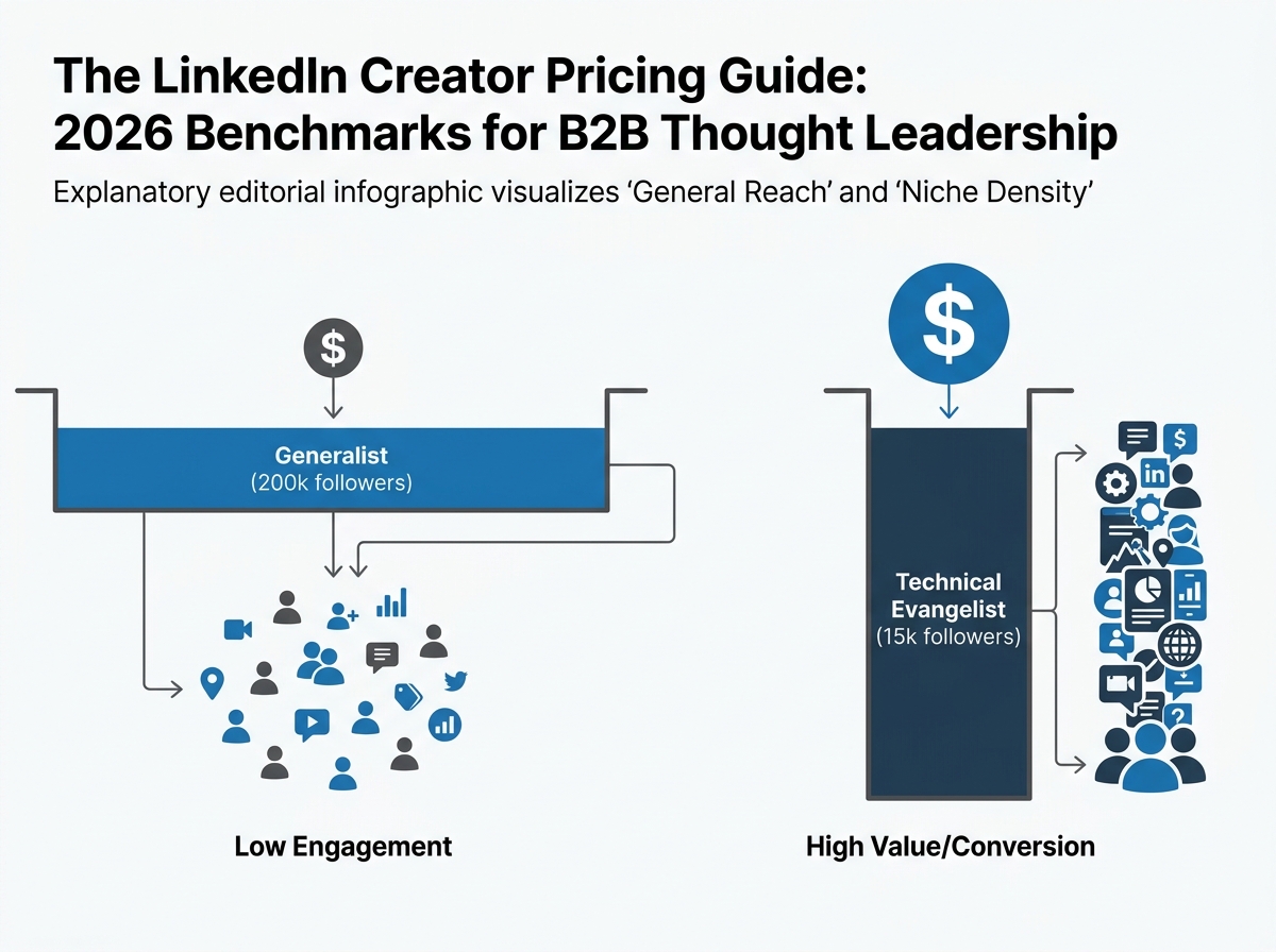 An infographic showing that a smaller, deeper niche audience is more valuable than a large, shallow general audience in B2B marketing.
