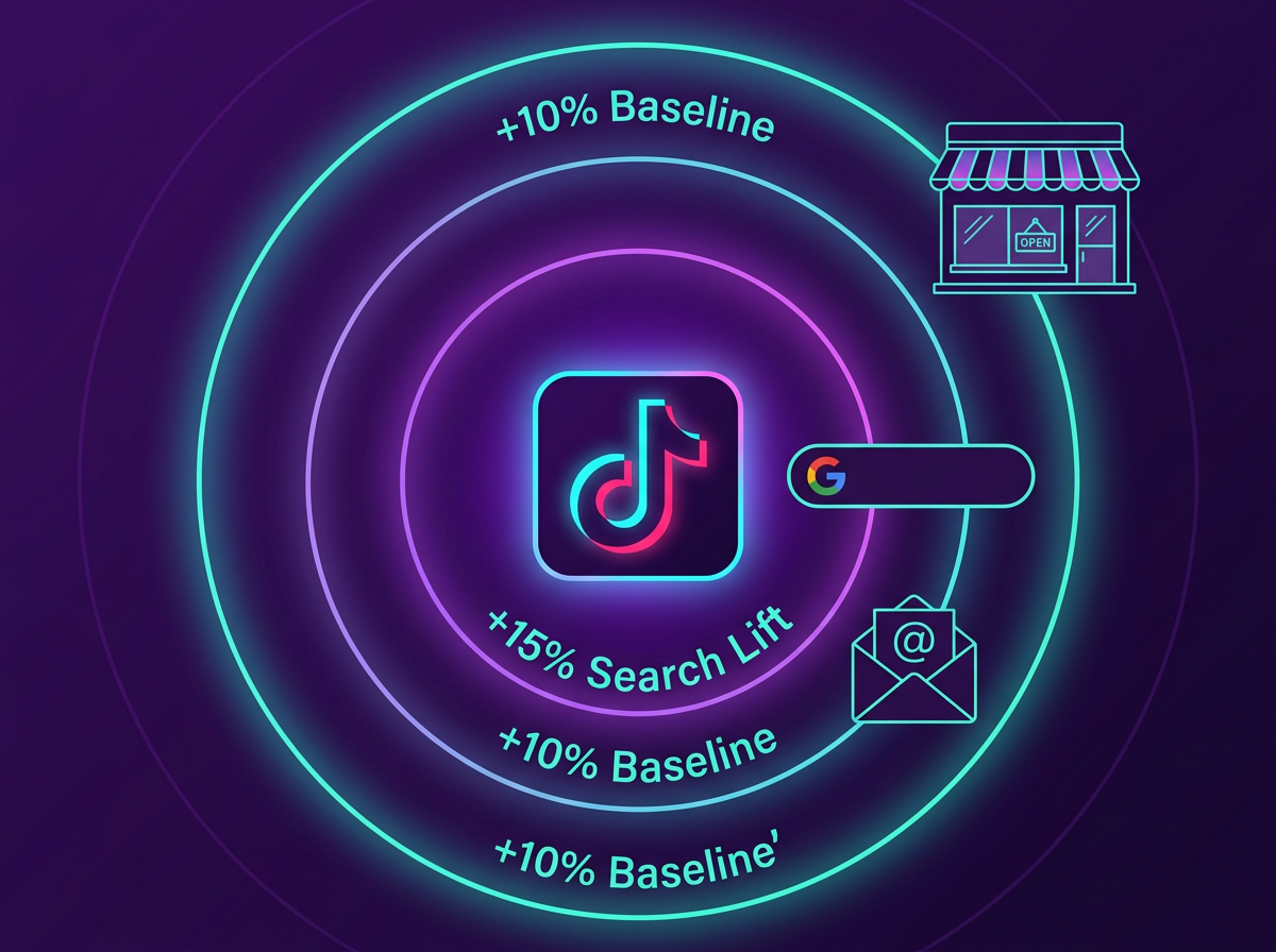 Illustration showing how social media spend creates a halo effect that boosts other marketing channels.