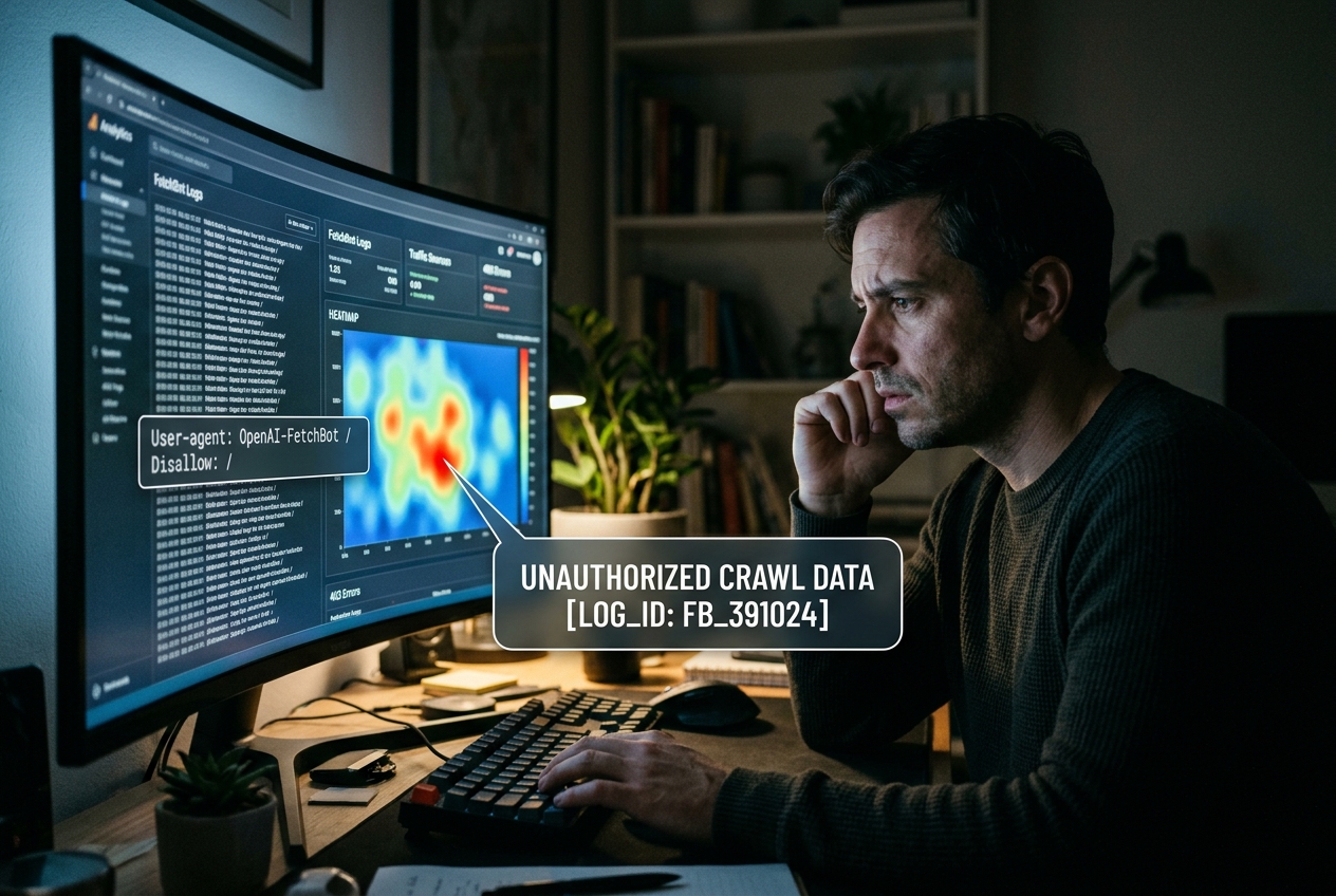 A marketing professional analyzing server logs for signs of AI scraping.