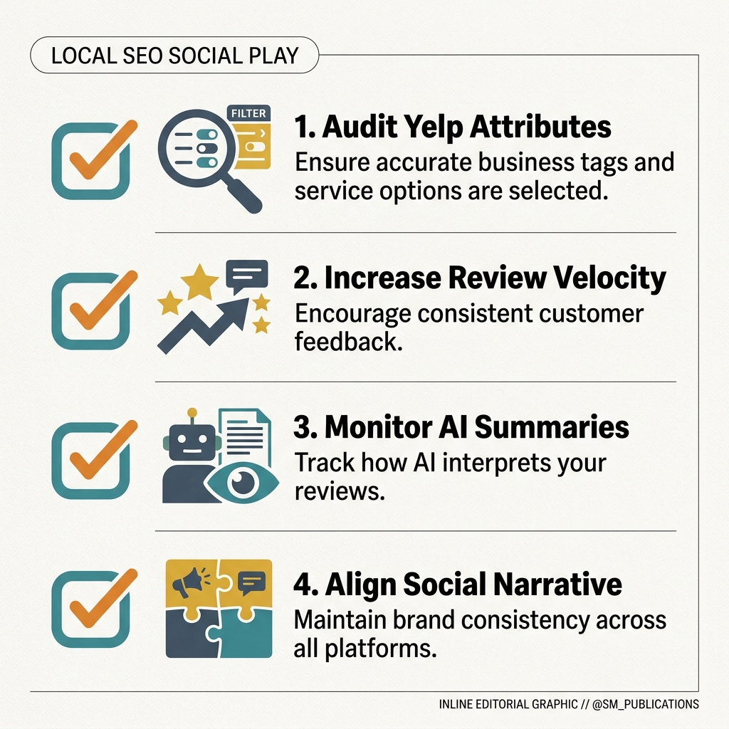 A 4-step action plan for social media managers to optimize for AI local search.