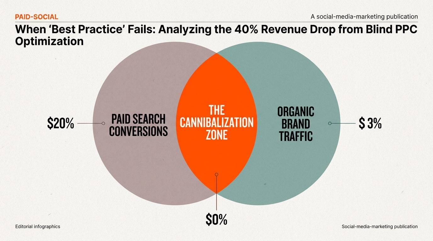 A Venn diagram illustrating the overlap between paid search and organic brand traffic.