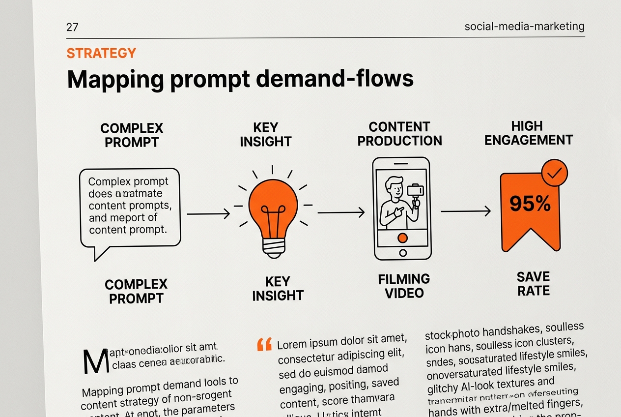 Flow chart showing the process of turning an AI prompt into a high-save social media video.