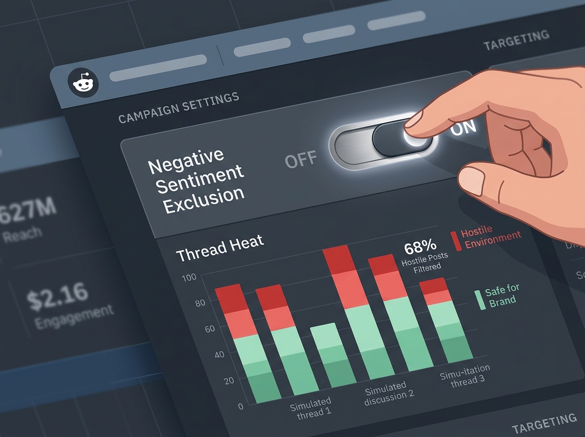 A conceptual user interface for sentiment-based ad targeting on a social platform.