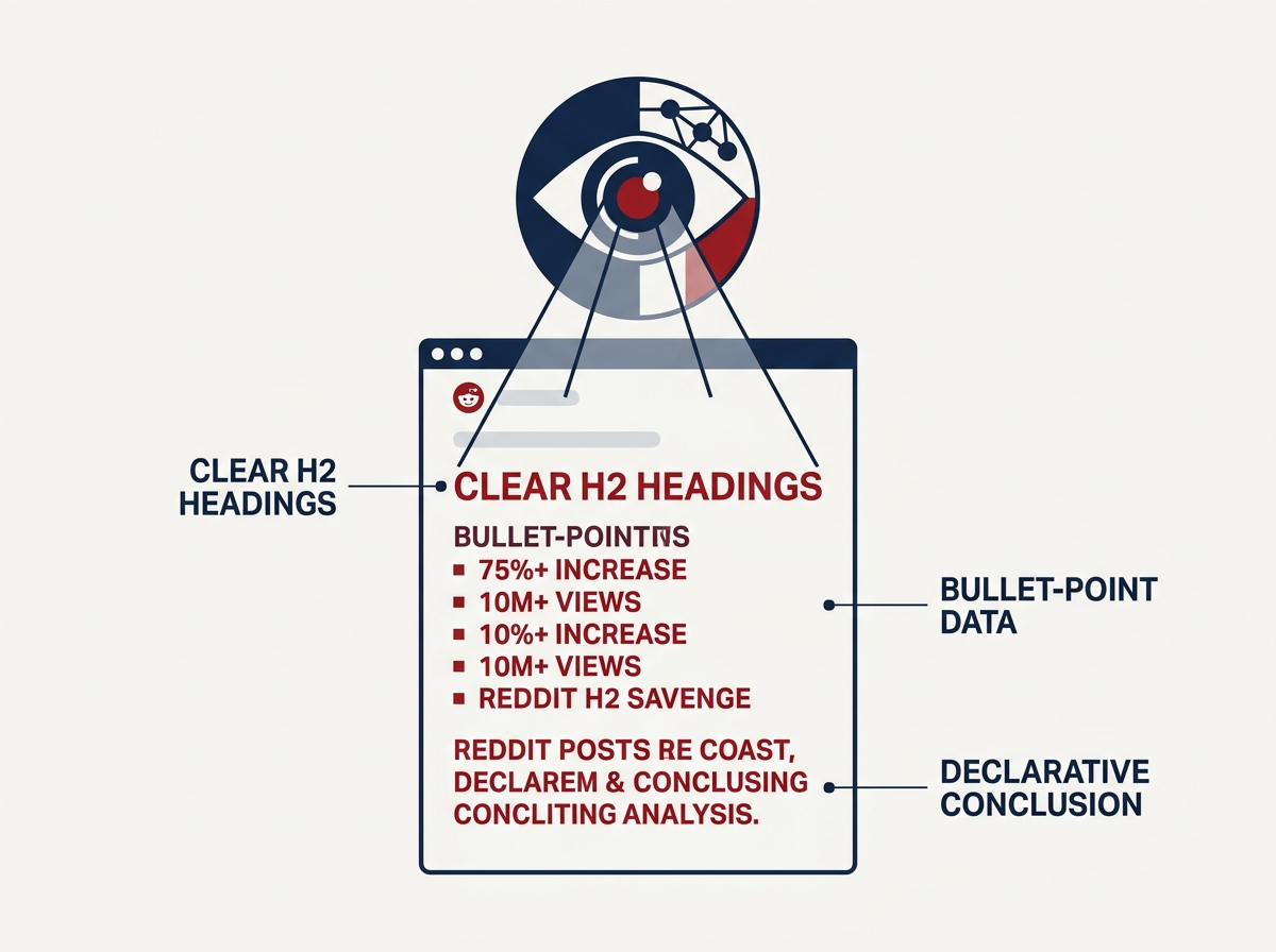 An illustration of a Reddit post structured specifically to be easily parsed by AI search engines.