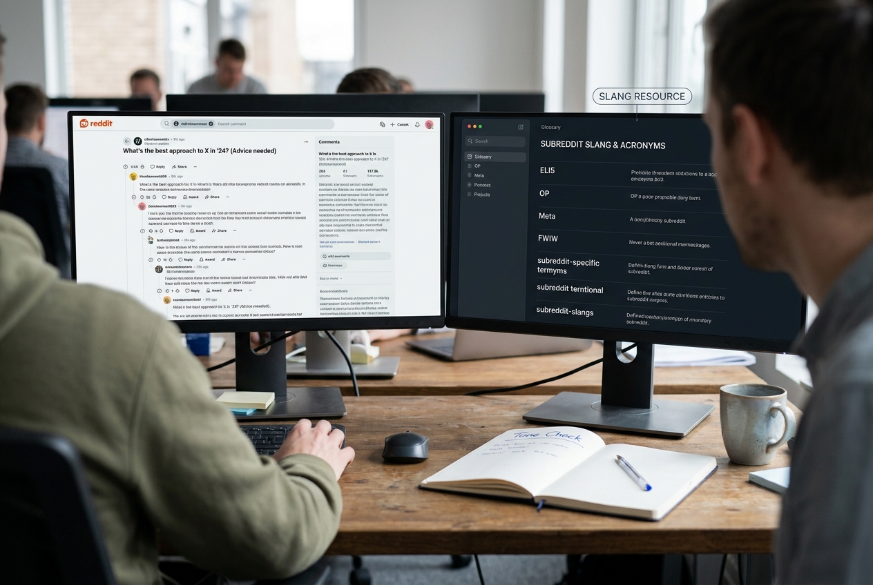 A social media manager researching subreddit-specific language to ensure authentic community engagement.