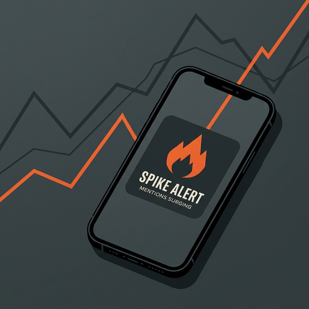 An illustration of a mobile spike alert notification for social media monitoring.