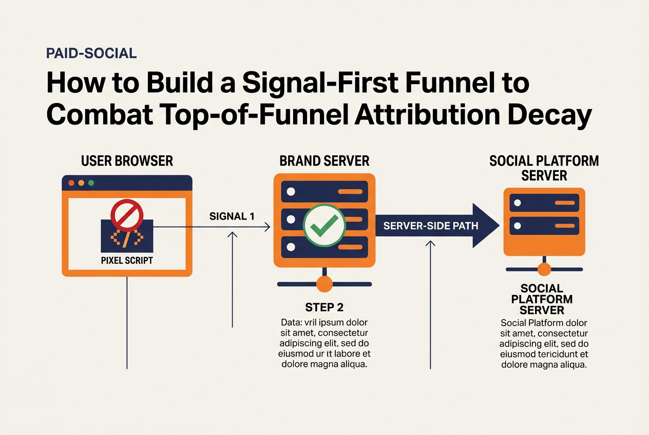 A diagram showing how server-side tracking bypasses browser-based ad blockers.