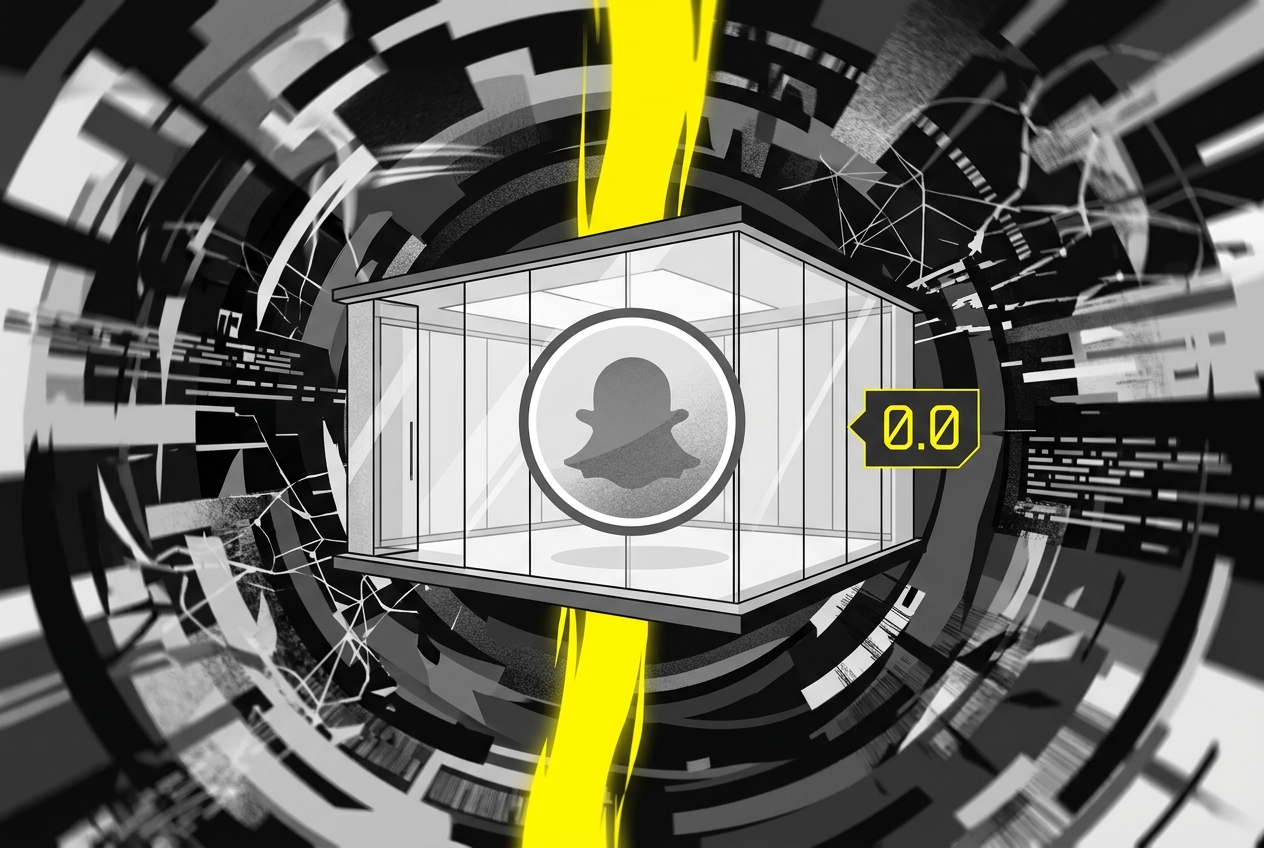An conceptual illustration representing brand safety as a protected glass sanctuary amidst a digital storm.