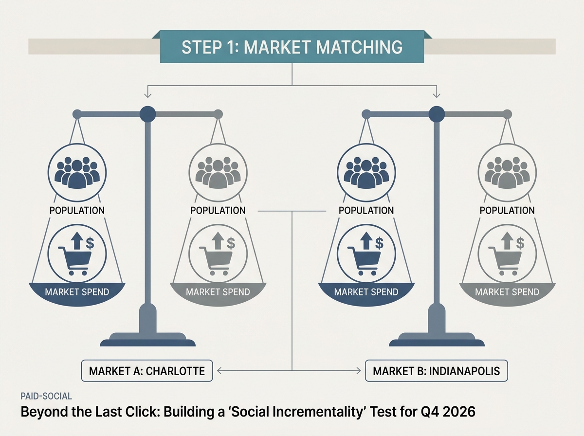 A diagram showing how to match different geographic markets for a fair marketing test.