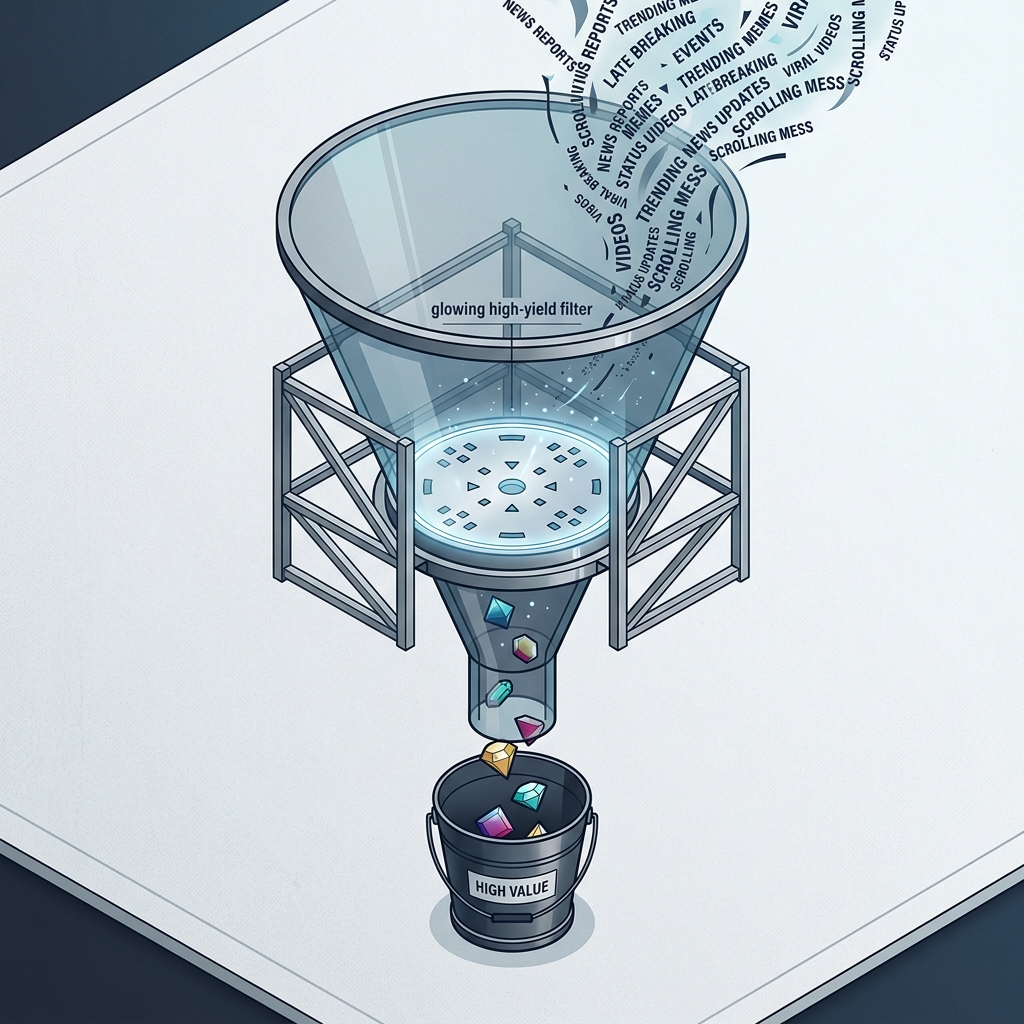 Illustration of an automated trend filter that removes irrelevant social media noise.
