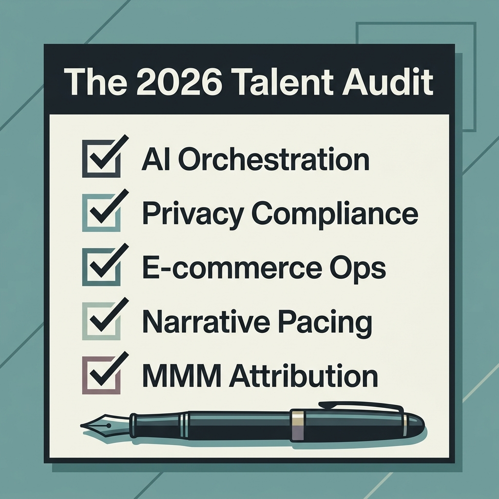 A hiring checklist for social media managers highlighting the top 5 skills for 2026.