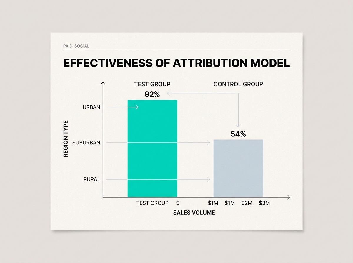 A bar chart showing the sales lift in a test region exposed to social ads compared to a control region.