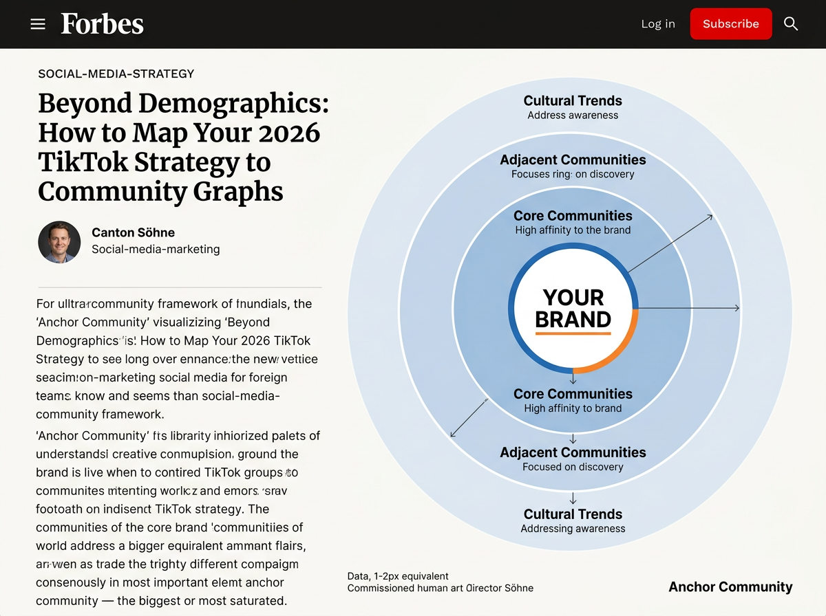 A diagram showing how a brand sits at the center of core, adjacent, and cultural communities on TikTok.