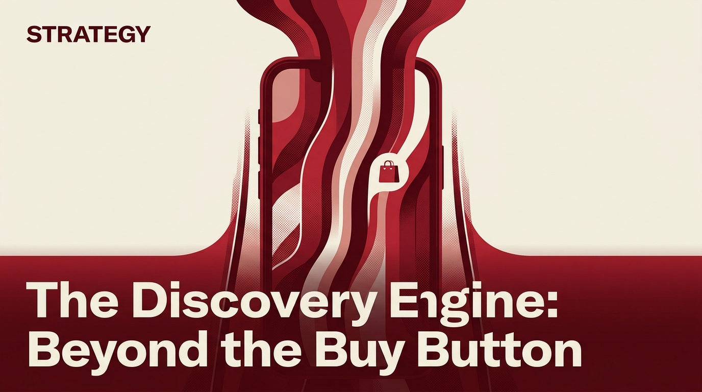 Editorial illustration of a smartphone screen with the words 'Beyond the Buy Button' representing a shift in TikTok Shop strategy.