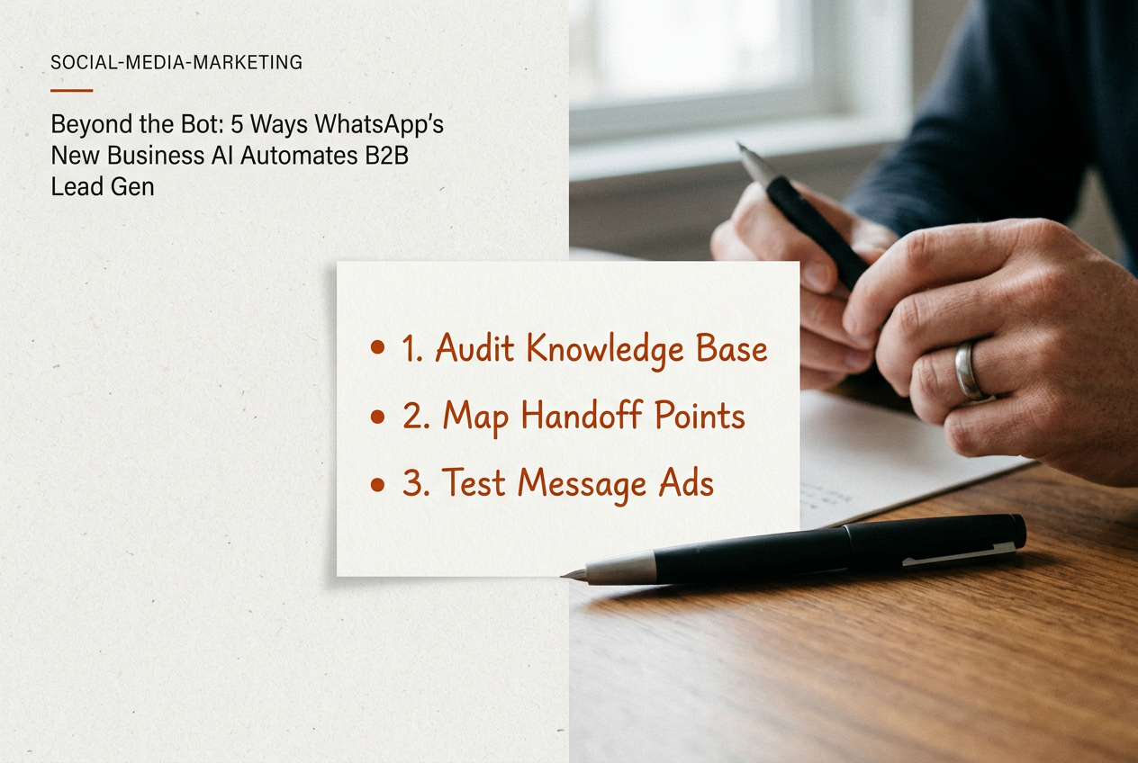 A checklist for marketers to prepare for WhatsApp Business AI implementation.