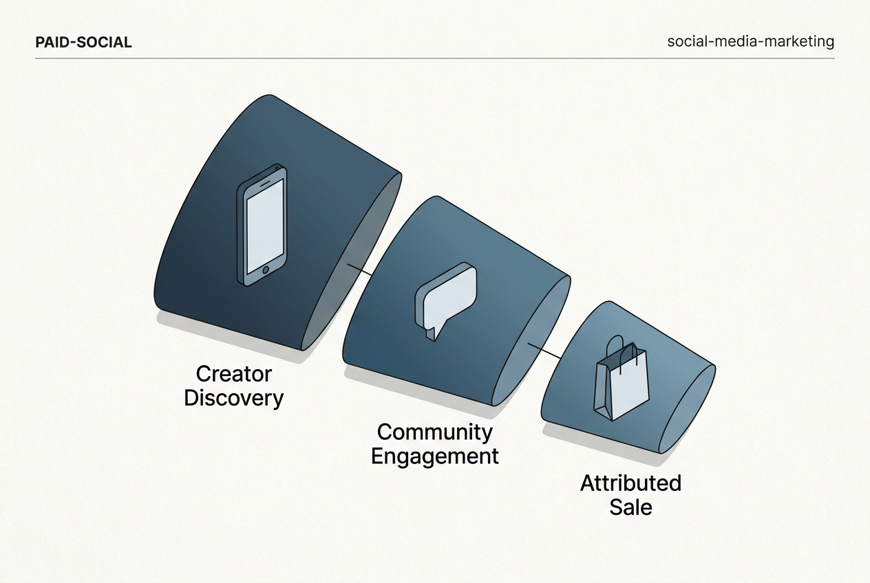 An isometric funnel diagram showing the path from creator discovery to sales during a major sports event.